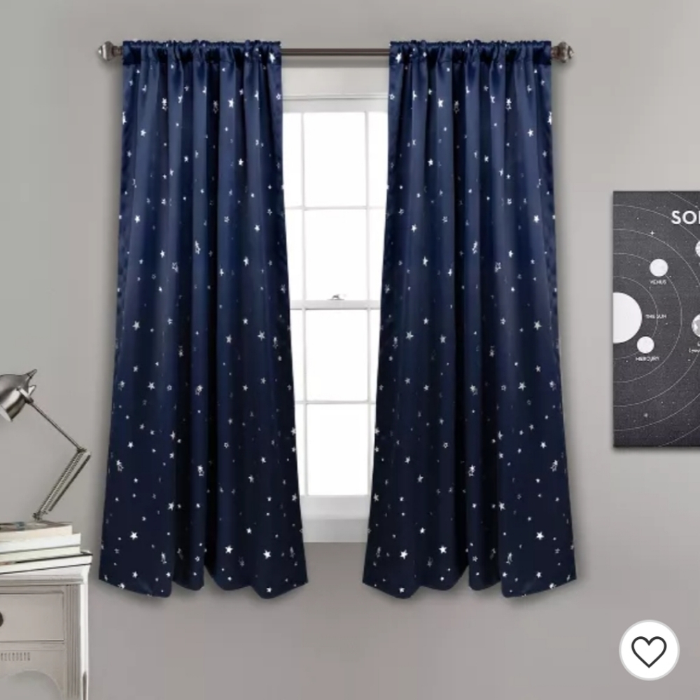 52"x63" Star Blackout Window Curtain Panels Navy 